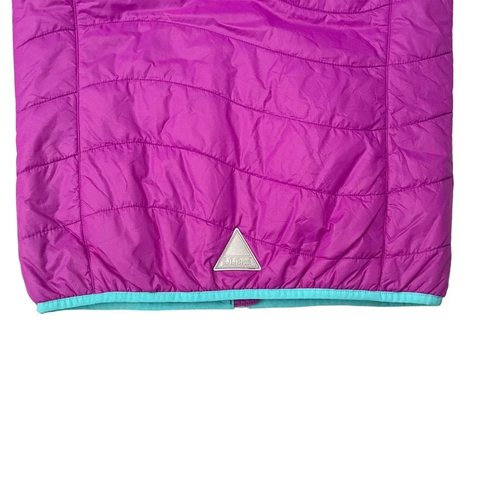 LL Bean Puffer Vest Girls XL 18 Purple Primaloft Quilted Double Up Camping Layer